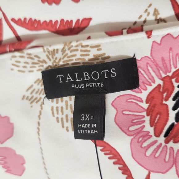 Talbots Plus 3XP Airy Blossoms Red Pink Effortless Jersey Bella Dress NWT $109 - Picture 2 of 8